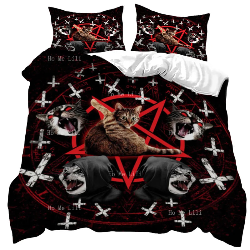 The Majesty Of The Evil Satan Cat Is A Dark And Haunting Image Duvet Bedding Set