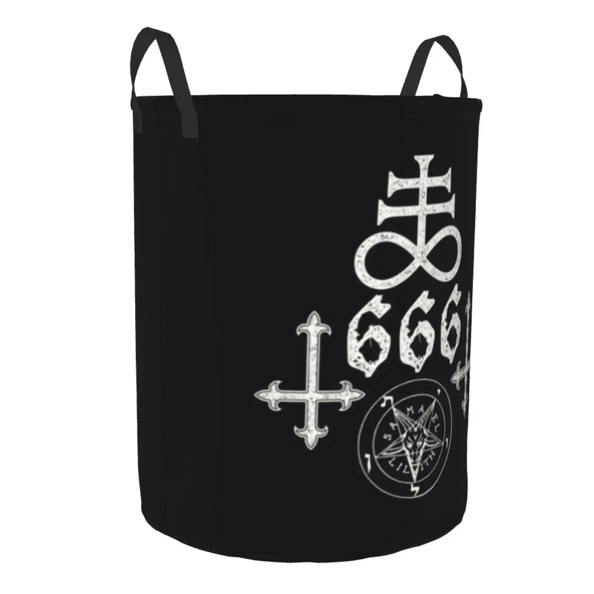 Leviathan Cross Satan 666 Laundry Basket Collapsible Baphomet Satanic Symbols Toy Clothes Hamper Storage Bin for Kids Nursery