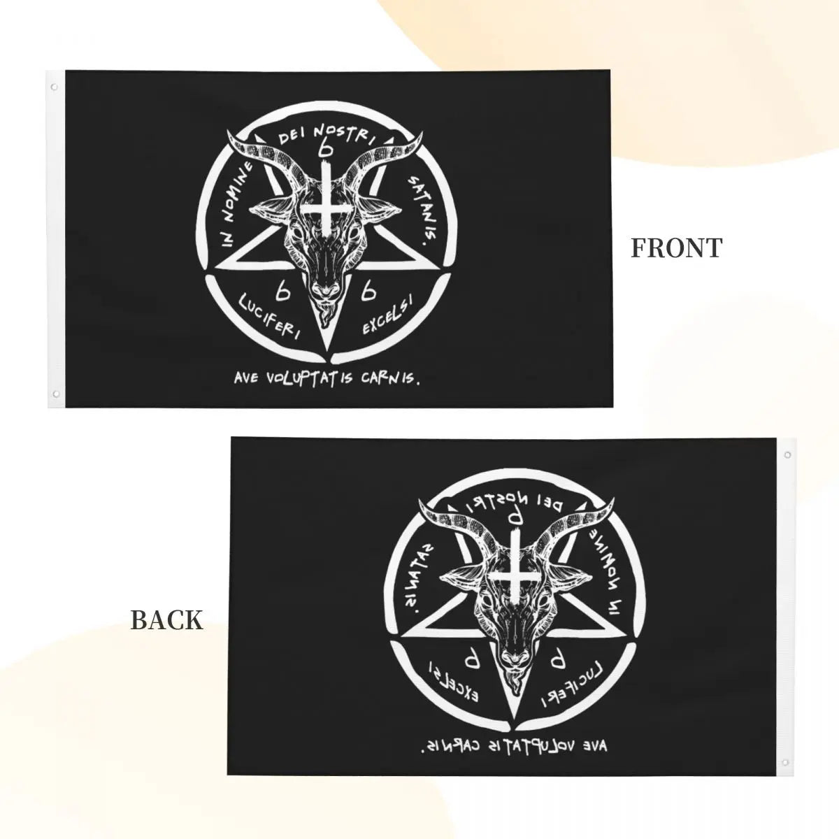 666 Baphomet Flags Double Sided Outdoor Banner Sigil Of Satan The Goat Head God Cool Polyester Hanging Decoration