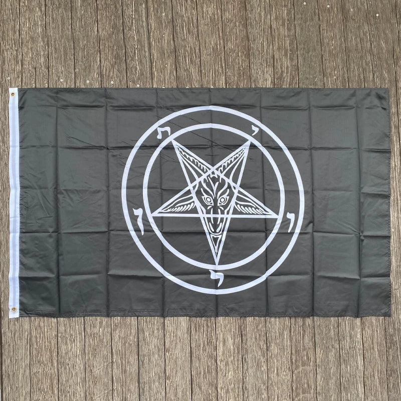 Flag  church SATAN flag 5ft * 3 ft - Knights Templar Satan pentagram flag