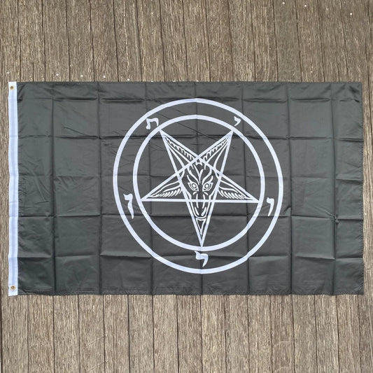 xvggdg  flag   church SATAN flag 5ft * 3 ft - Knights Templar Satan pentagram flag