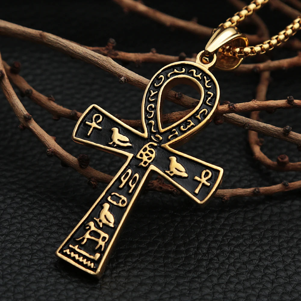 Collana con ciondolo a croce Ankh antica egiziana classica vintage alla moda per uomo, tendenza, punk, donna, glamour