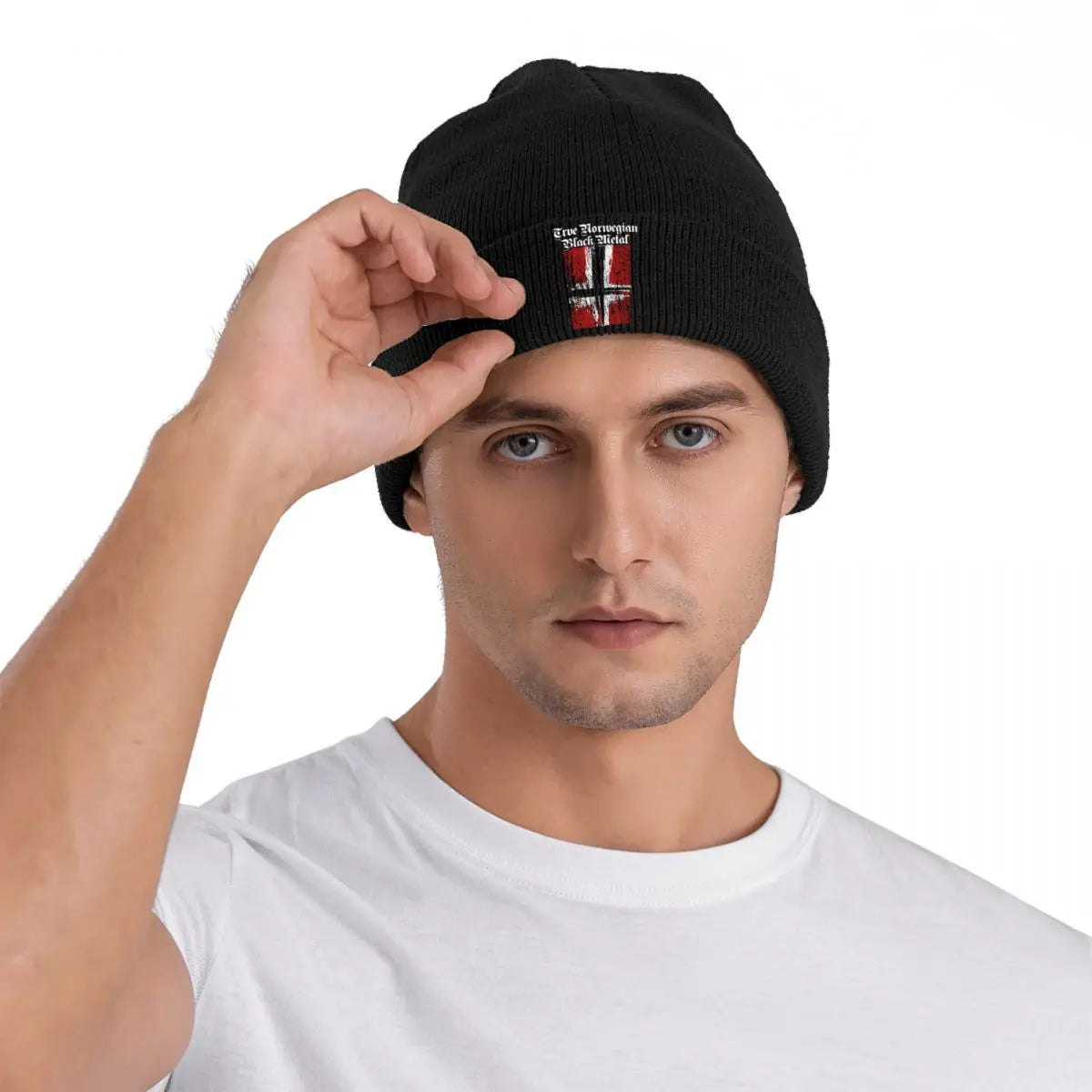 Trve (True) Norwegian Black Metal - Norwegian Satanic Flag Racerback A Knitted Hat Cap