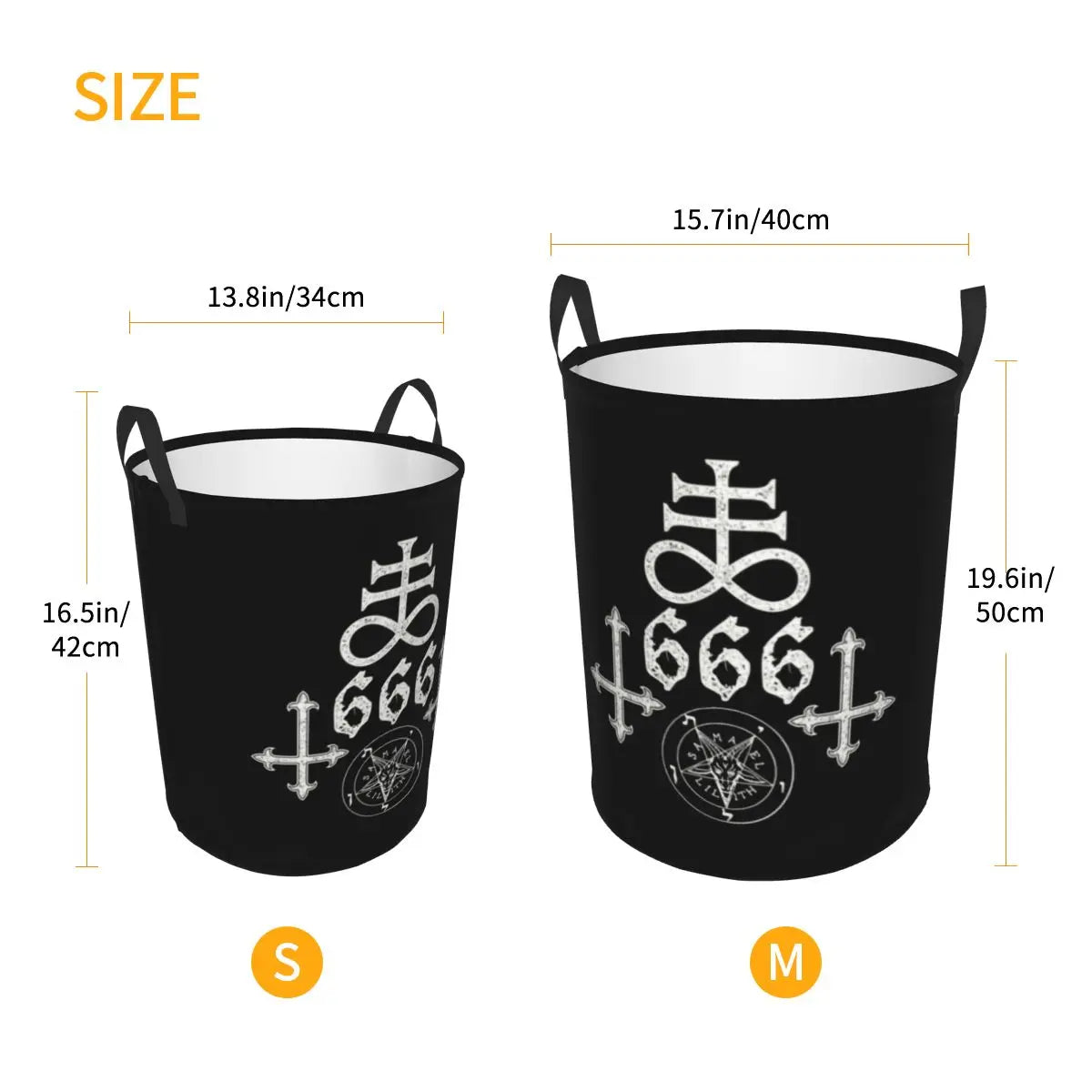 Leviathan Cross Satan 666 Laundry Basket Collapsible Baphomet Satanic Symbols Toy Clothes Hamper Storage Bin for Kids Nursery