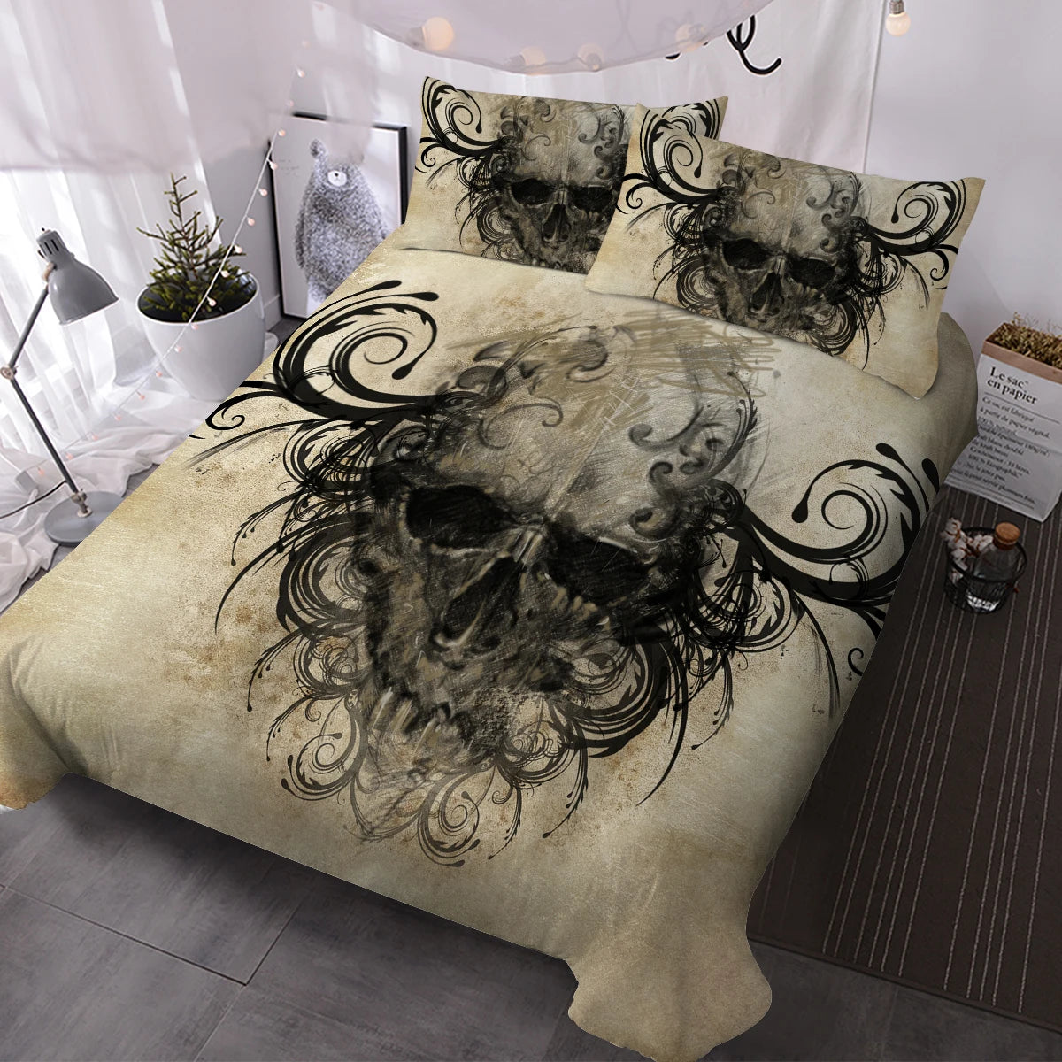 Skull Bedding Sets With Duvet Cover 3 Pieces Bedspreads With 2 Pillow Shams