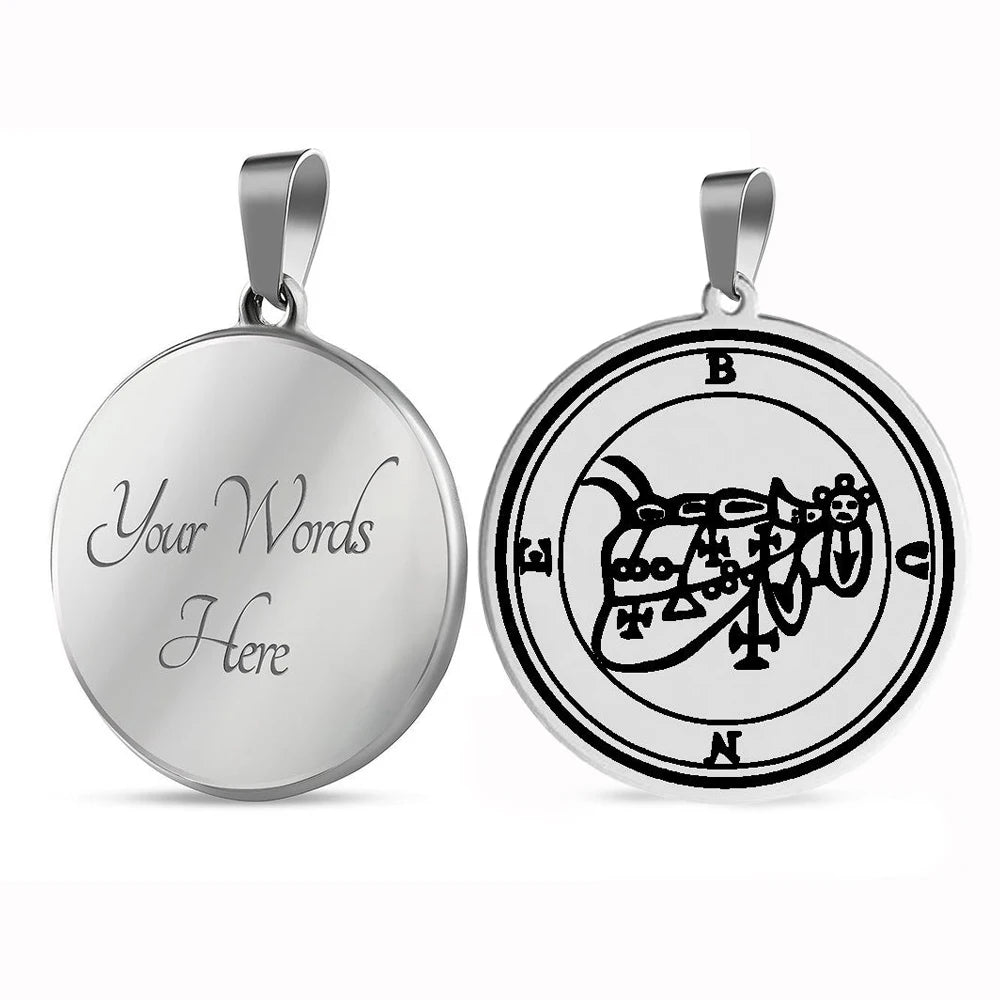 Steel Color King Asmoday Sigil Demon Origins Seal Lesser Key of Solomon Goetia 25-36 Talisman Stainless Steel Pendant Necklace