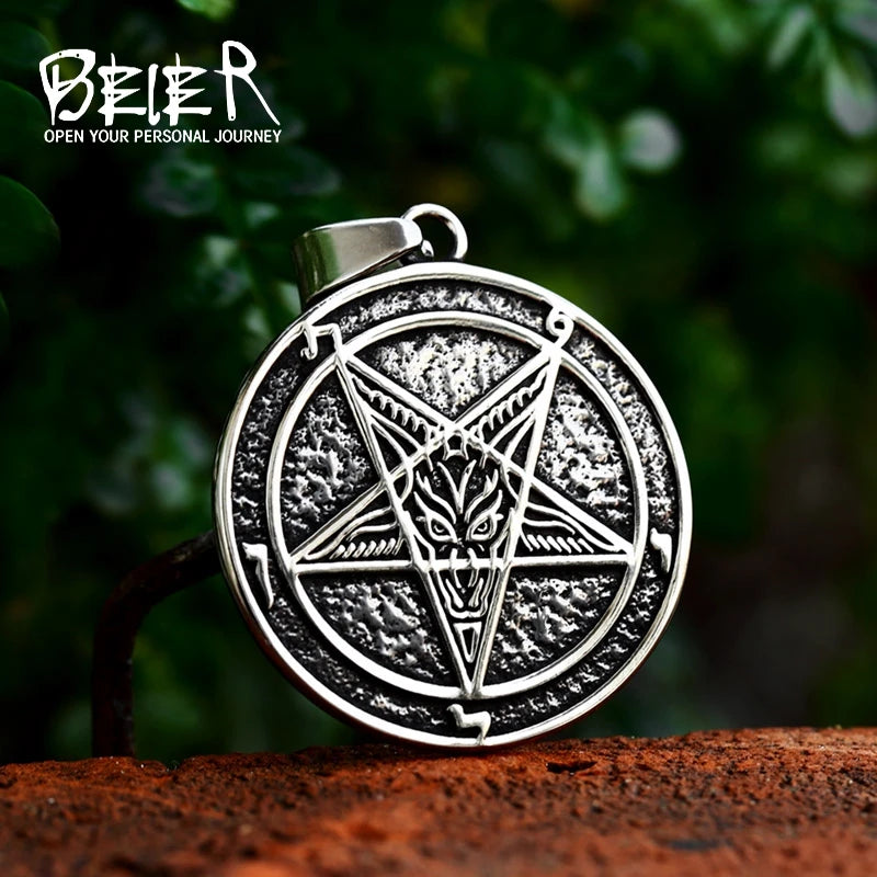 BEIER 2023 Mew Design Edelstahl Satan Anhänger Satanisches System Emblem Amulett Charm Zeichen Medaillon Schmuck Großhandel