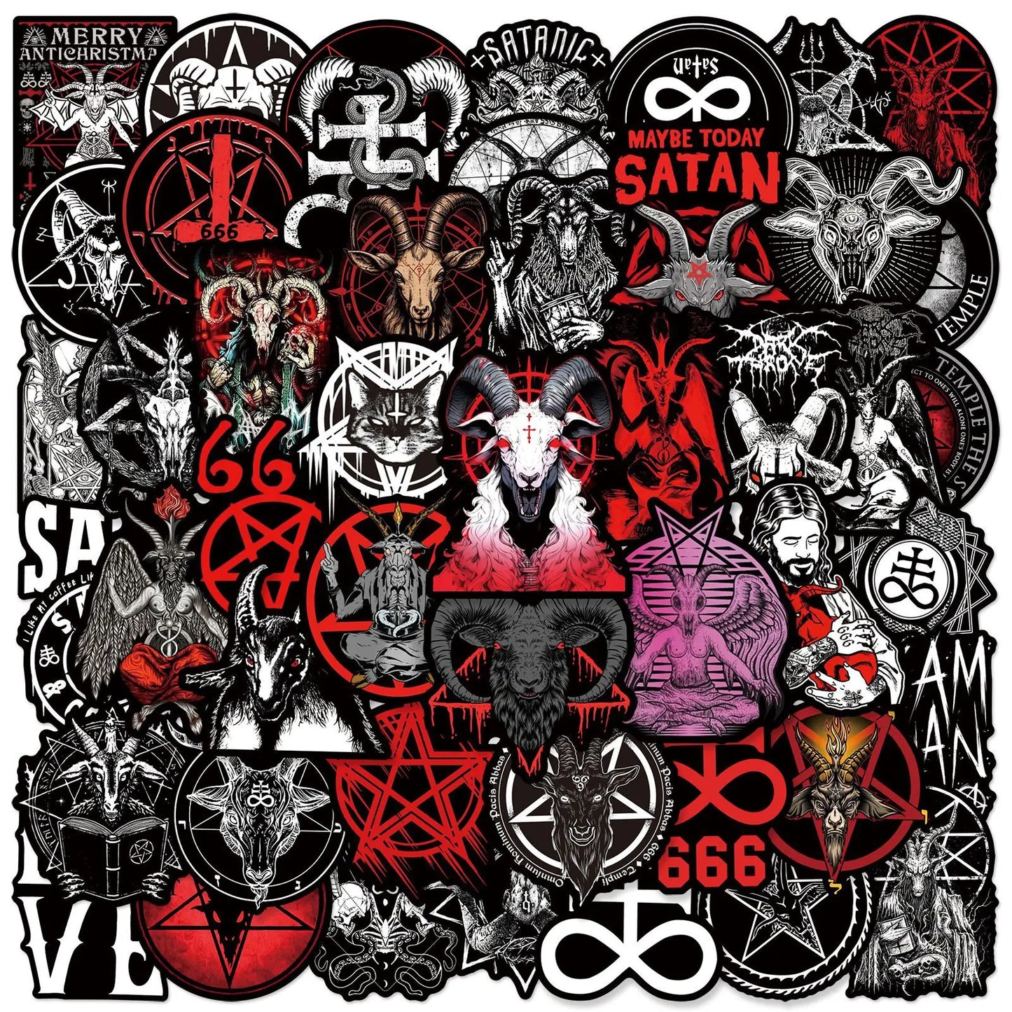 50pcs Satan Stickers Gothic Demon Waterproof Stickers Decals Laptop Motorcycle Skateboard Phone Car Decoration Sticker Kid Toy