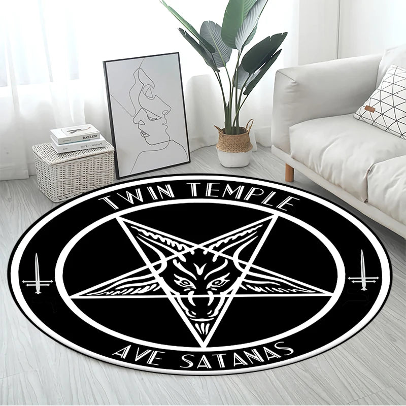 Viking Helmet Battle Axe Celtic Satan Round Carpet Floor Mat, Area Rug for Bedroom Living Room Chair Non-Slip,Children Play Rug