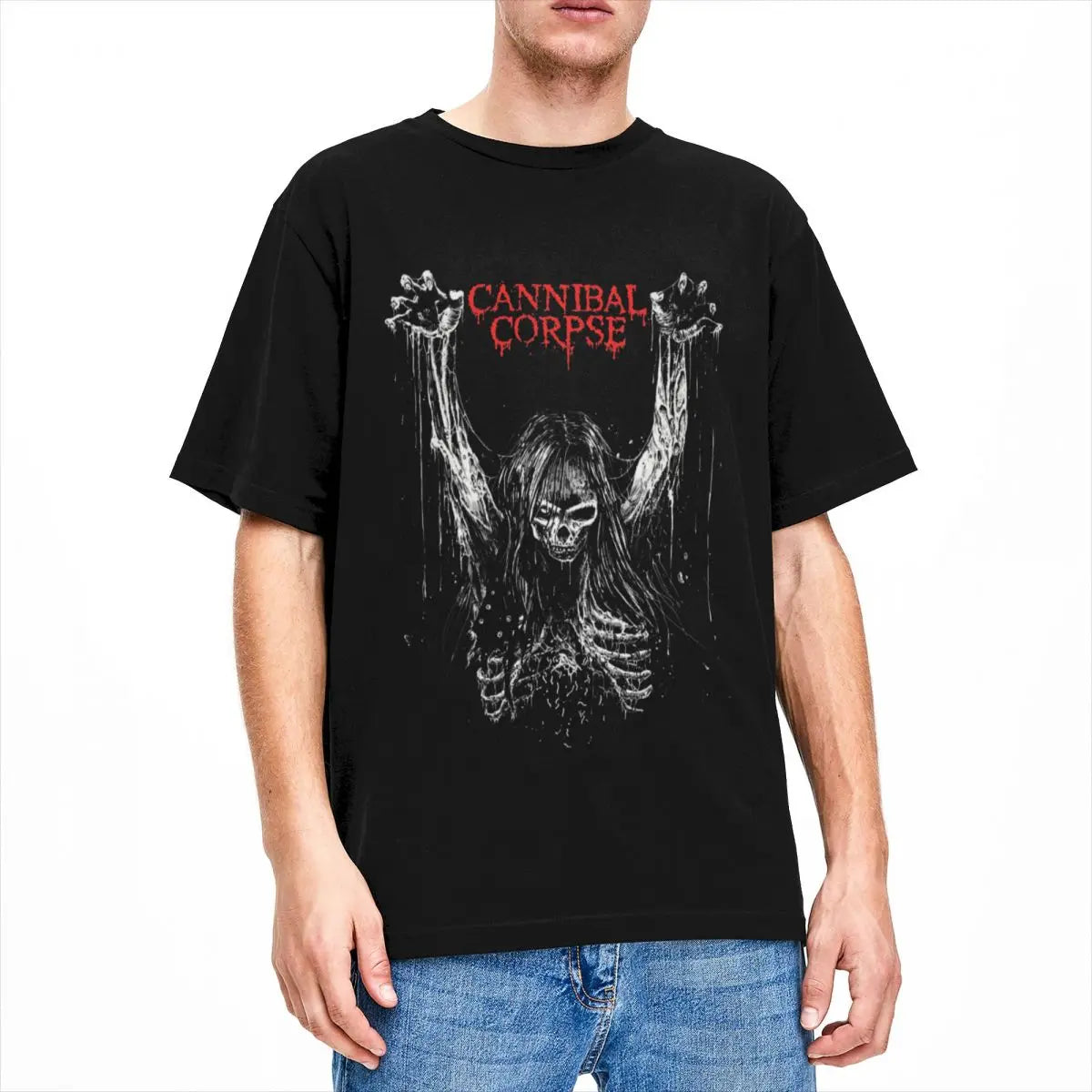 Death Metal Band Cannibal Corpse Power Merch Maglietta per Uomo Donna Musica Gotica Incredibile Maglietta 100% Cotone Abbigliamento per Tutte le Stagioni