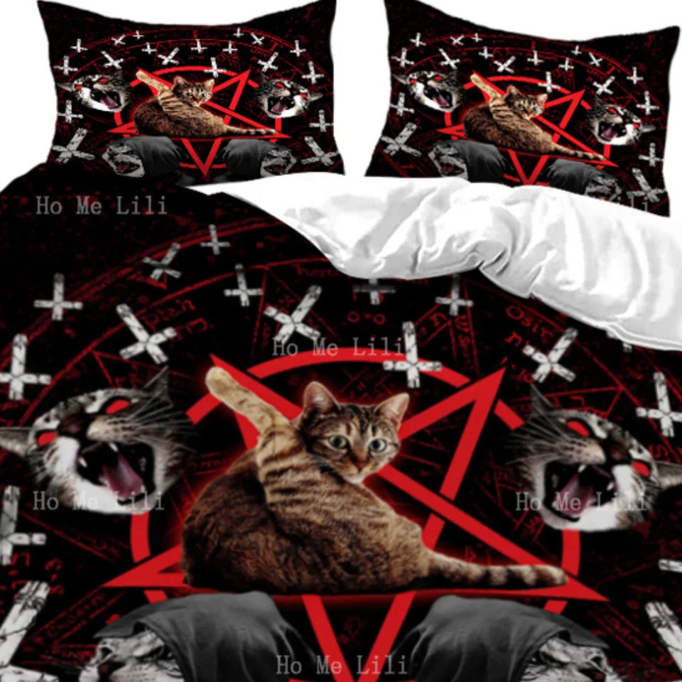 The Majesty Of The Evil Satan Cat Is A Dark And Haunting Image Duvet Bedding Set