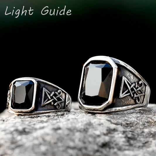 2023 NEW Men's 316L stainless steel rings Vintage Lucifer Satan Punk Rock Personality Religion Jewelry Gift free shipping