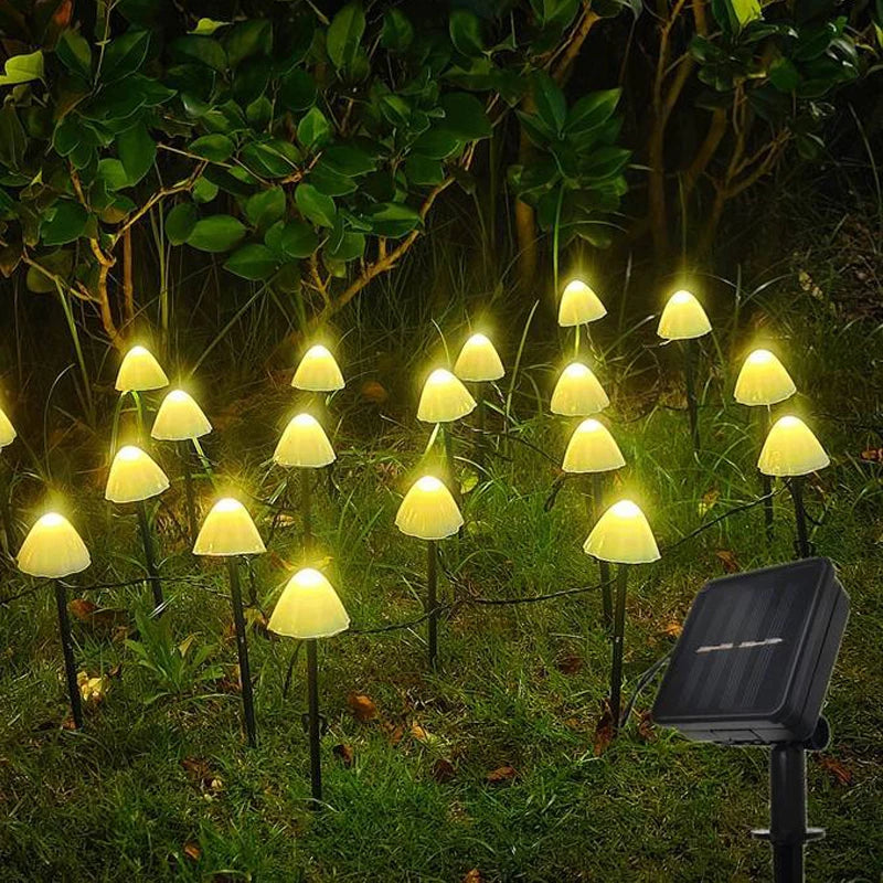 Solar LED String Lights Fairy Path Lawn Landscape Mushroom Lamp Outdoor Christmas Garden Patio Garland Street Decoration