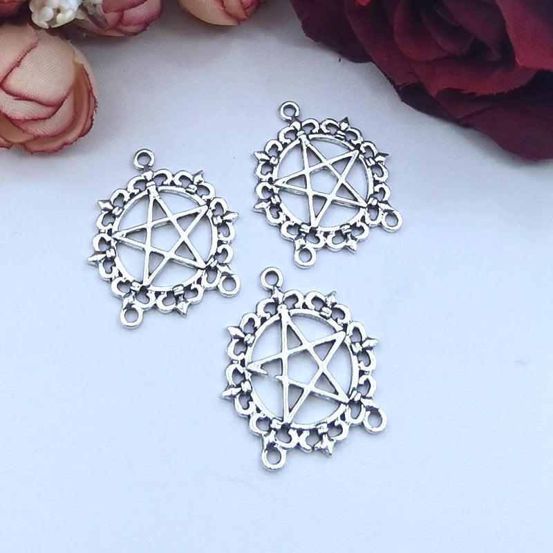 6pcs Inverted Pentagram Charm Satanic Upside Down Pentagram Connector Charm Pendant for DIY Necklace Handmade Jewelry Making