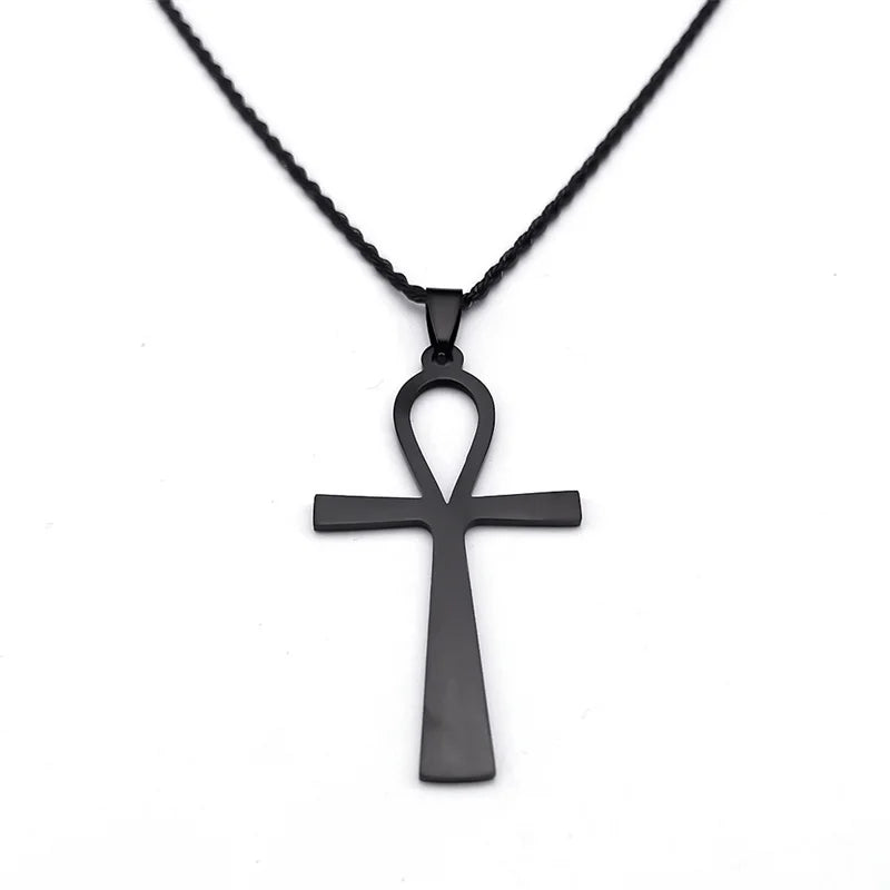 Ankh Cross Key of Life Necklace for Women Men Stainless Steel