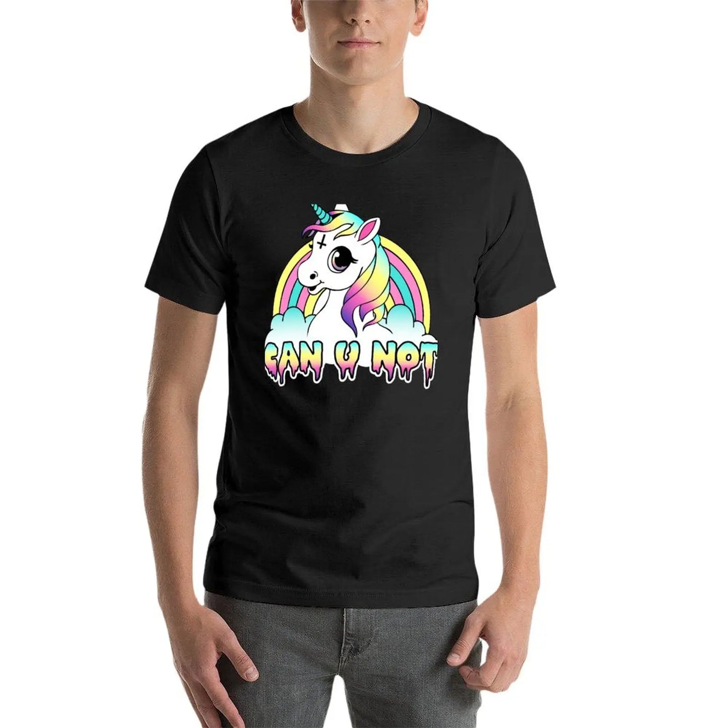 Can U Not - Pastel Goth Unicorn T-Shirt cute tops for a boy mens cotton t shirts