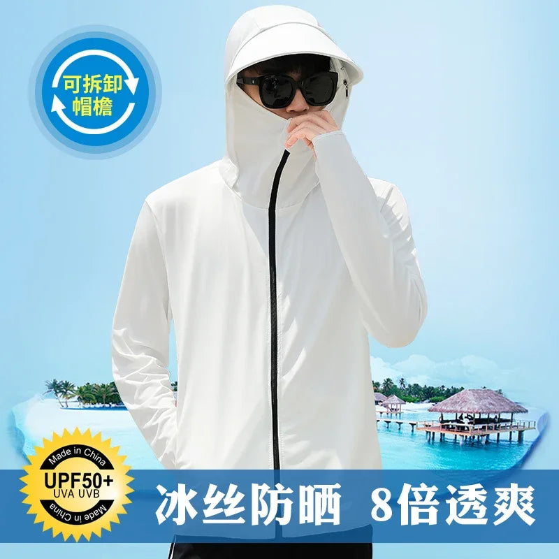 Sports Windbreaker Adult Sun Protection Clothing UPF50 UV Protection Ultra-Thin Skin-Friendly Breathable Outdoor Solid Color 1Pc