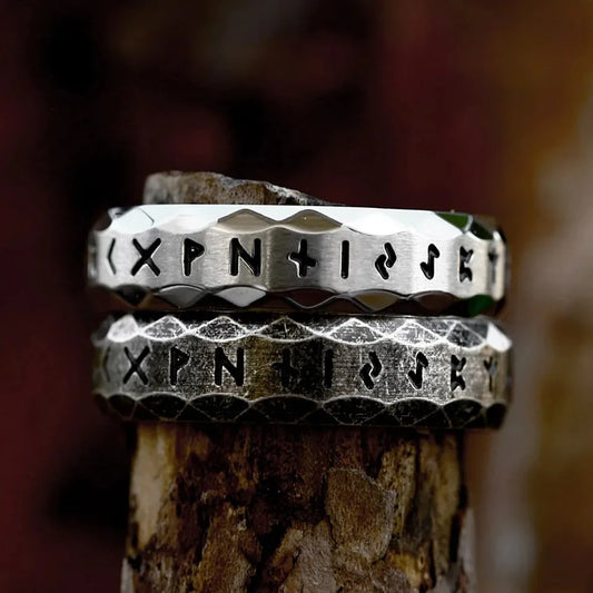 Vintage Simple Viking Rune Ring for Men Women 316L Stainless Steel Nordic Odin Rune Rings Couple Fashion Jewelry Gift Wholesale