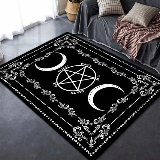 Altar Magic Moon Wicca Satanic Carpet for Living Room Home Decoration Stars and Moon Large Area Rugs Witchcraft Supplie Alfombra