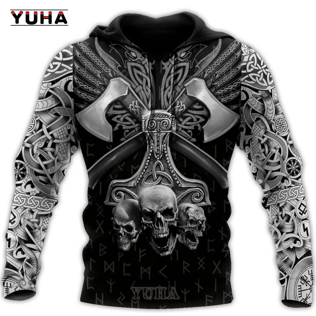 Herren Sweatshirts 3D Druck Vikings Klassische Wolf Herren Pullover