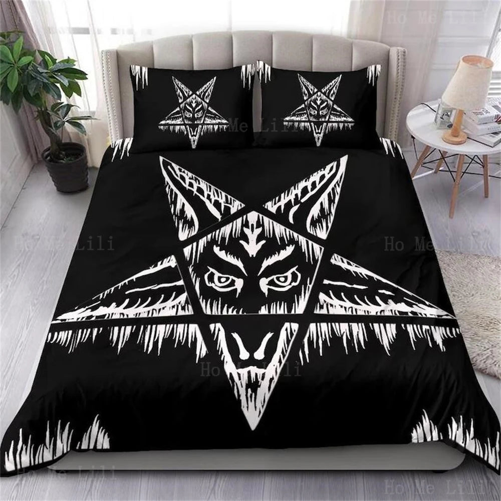 Satanic Pentagram Drip Occult Goth Duvet Cover Bedding Decor