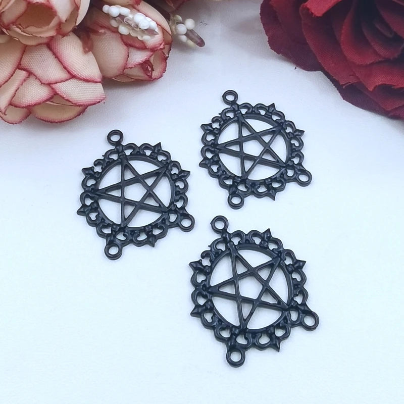 6pcs Inverted Pentagram Charm Satanic Upside Down Pentagram Connector Charm Pendant for DIY Necklace Handmade Jewelry Making