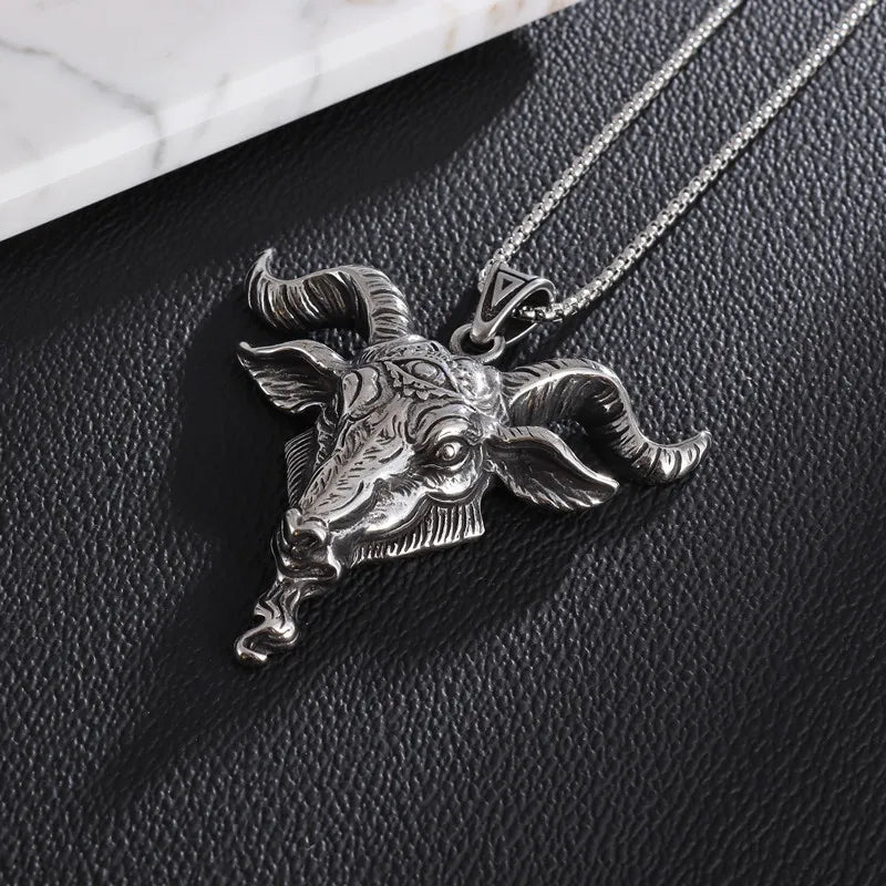 Neo Gothic Satanic Necklace Goat Head Demon Eye Baphomet