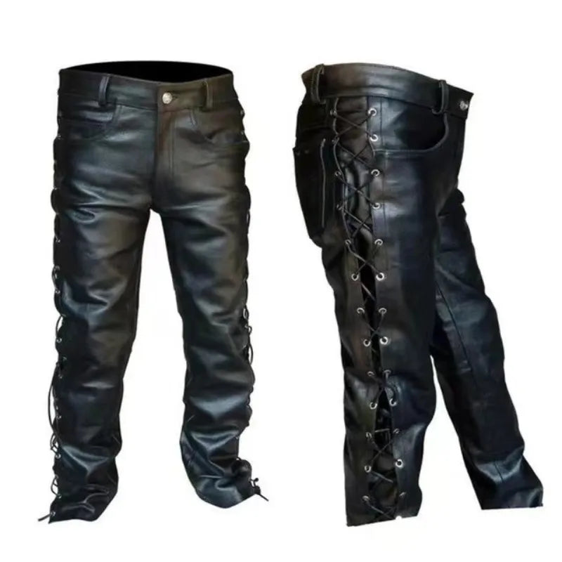 Neu Gothic Mittelalter Hose für Erwachsene Herren Retro Renaissance Wikinger Kleidung Lederhose Übergröße