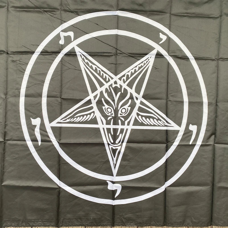 Flag  church SATAN flag 5ft * 3 ft - Knights Templar Satan pentagram flag