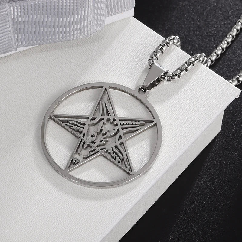 Collana gotica satanica di capra da uomo Santa Baphomet Pentagram Satana Lucifero Ciondolo in acciaio inossidabile Strega Amuleto Gioielli