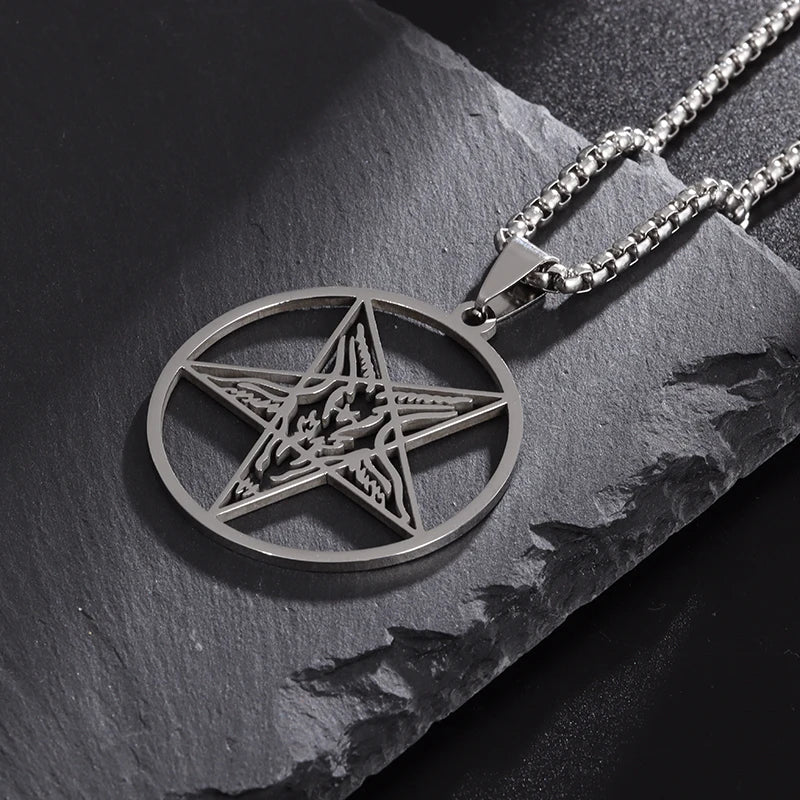 Gothic Satanische Ziegenhalskette Herren Santa Baphomet Pentagramm Satan Luzifer Edelstahl Anhänger Hexe Amulett Schmuck