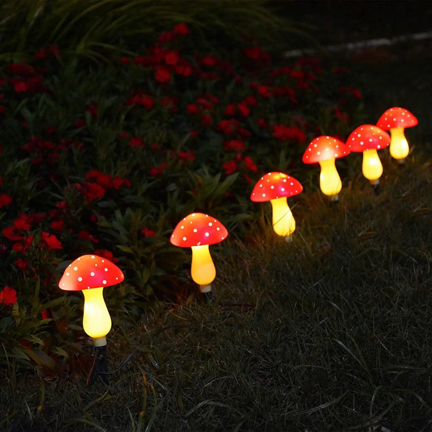 Solar Mushroom String Lights  Modes LED Fairy Light Outdoor IP65 Waterproof Lawn Lights Smart Photosensitive Landscape Light