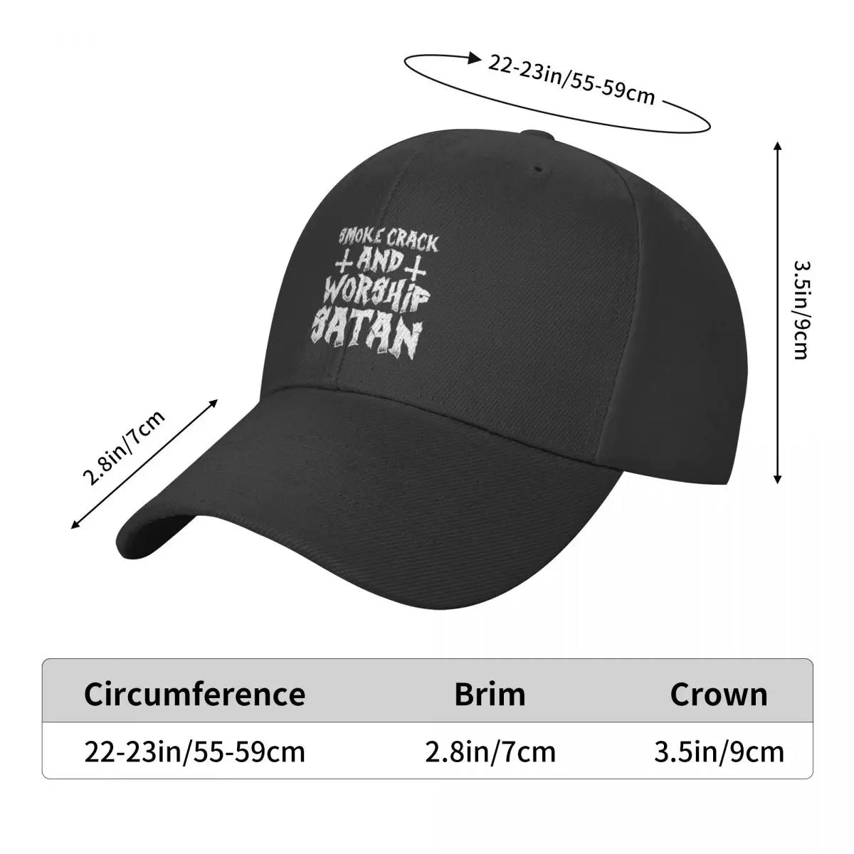 Smoke Crack And Worship Satan Baseball Cap Hood Kids Hat Golf Hat Women's 2024 Men's