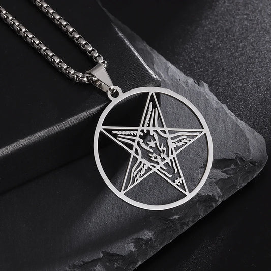 Gothic Satanic Goat Necklace Men's Santa Baphomet Pentagram Satan Lucifer Stainless Steel Pendant Witch Amulet Jewelry