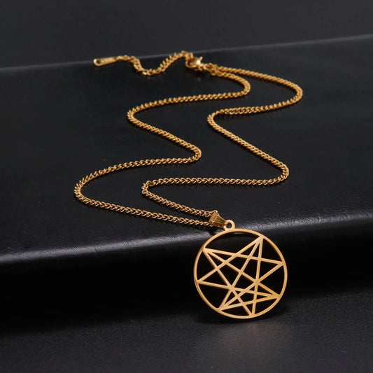 Aesthetic Stainless Steel Necklace Hollow Church of Satan Fork Pendant Fashion Link Chain Decoration Jewelry Gift for Women Men
