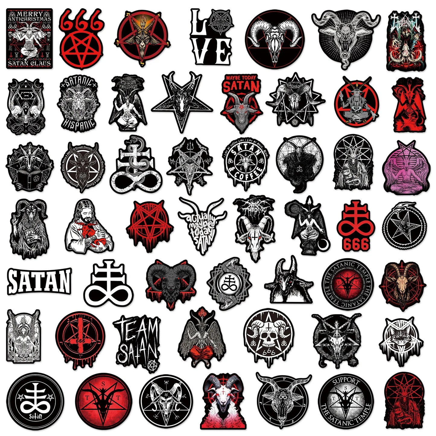 50pcs Satan Stickers Gothic Demon Waterproof Stickers Decals Laptop Motorcycle Skateboard Phone Car Decoration Sticker Kid Toy