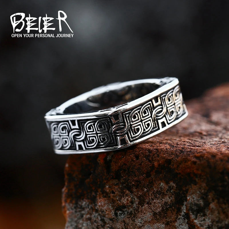 BEIER 2023 New Arrival Stainless Steel Special Design Square Shape Ring For Men Fashion Punk Hip Hop Jewelry Wholesale Gift