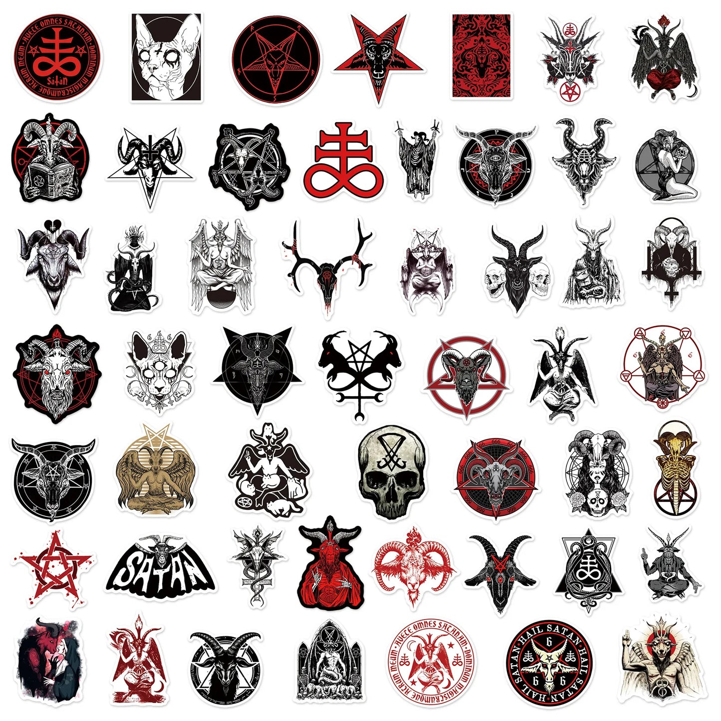 50pcs Satan Stickers Gothic Demon Waterproof Stickers Decals Laptop Motorcycle Skateboard Phone Car Decoration Sticker Kid Toy