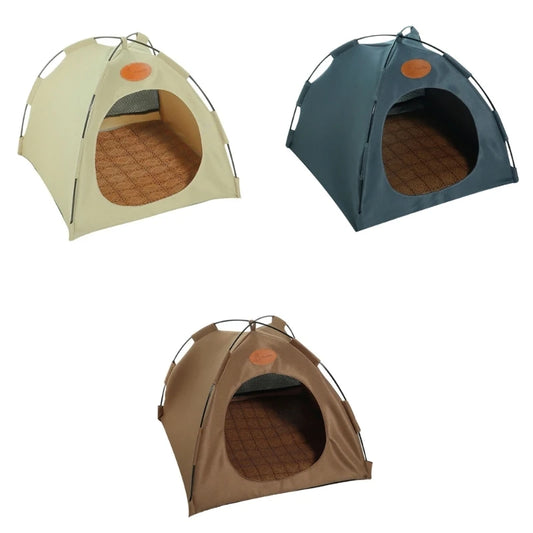 Cat Tent Bed Summer Teepee for Indoor Small Dogs Cat House with Cooling Cushion 090C