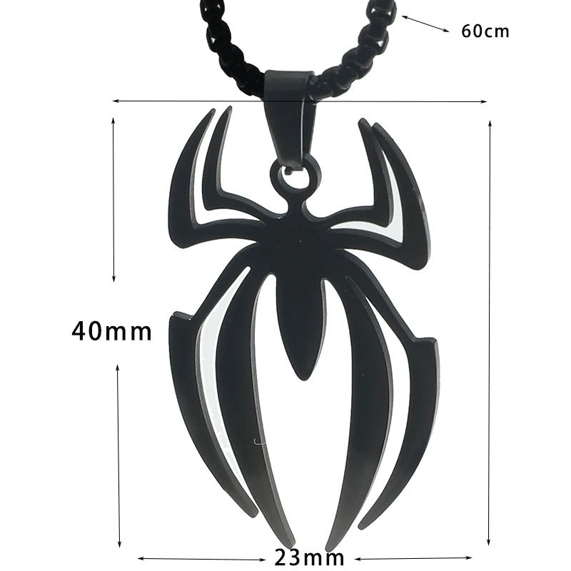 Superhero Spider Logo Cosplay Necklace Men Stainless Steel Pendant Chain Choker Jewelry Accessories Props Gift