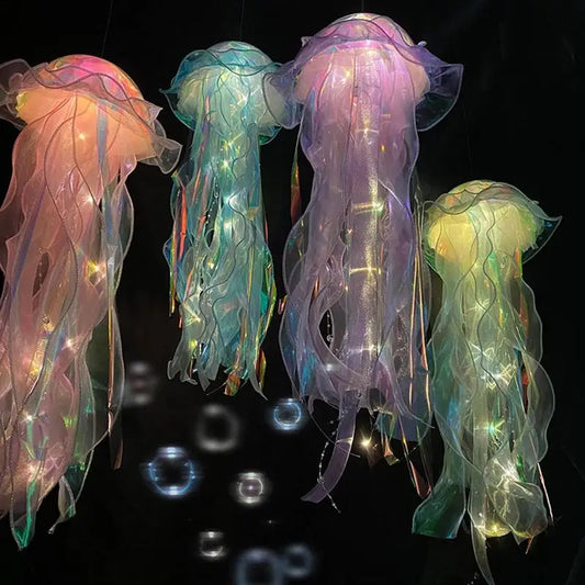 Color Jellyfish Lamp LED Lantern Bedroom Night Light Atmosphere Lamp Under The Sea Party Decor Girl Baby Shower Birthday Gifts