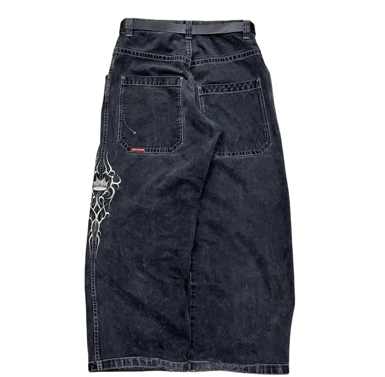 JNCO Jeans New Mens Harajuku Retro Hip Hop Skull Embroidery Baggy Jeans denim Pants 90s Street Gothic Wide Trousers Streetwear