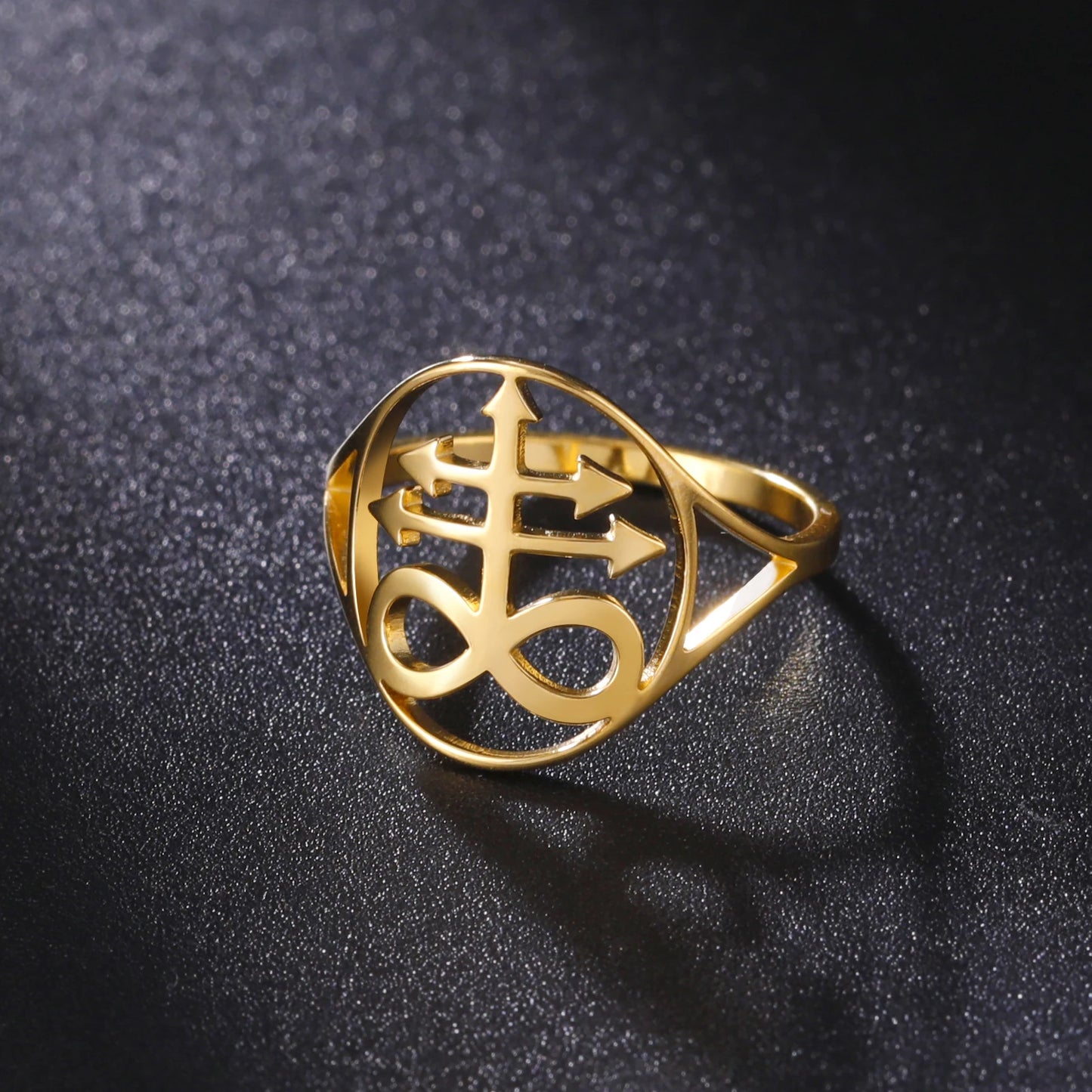 Skyrim Sigil Of Lucifer Ring Edelstahl Fingerringe Siegel Des Satans Satanisches Leviathan-Kreuz Amulett Schmuck für Frauen Männer