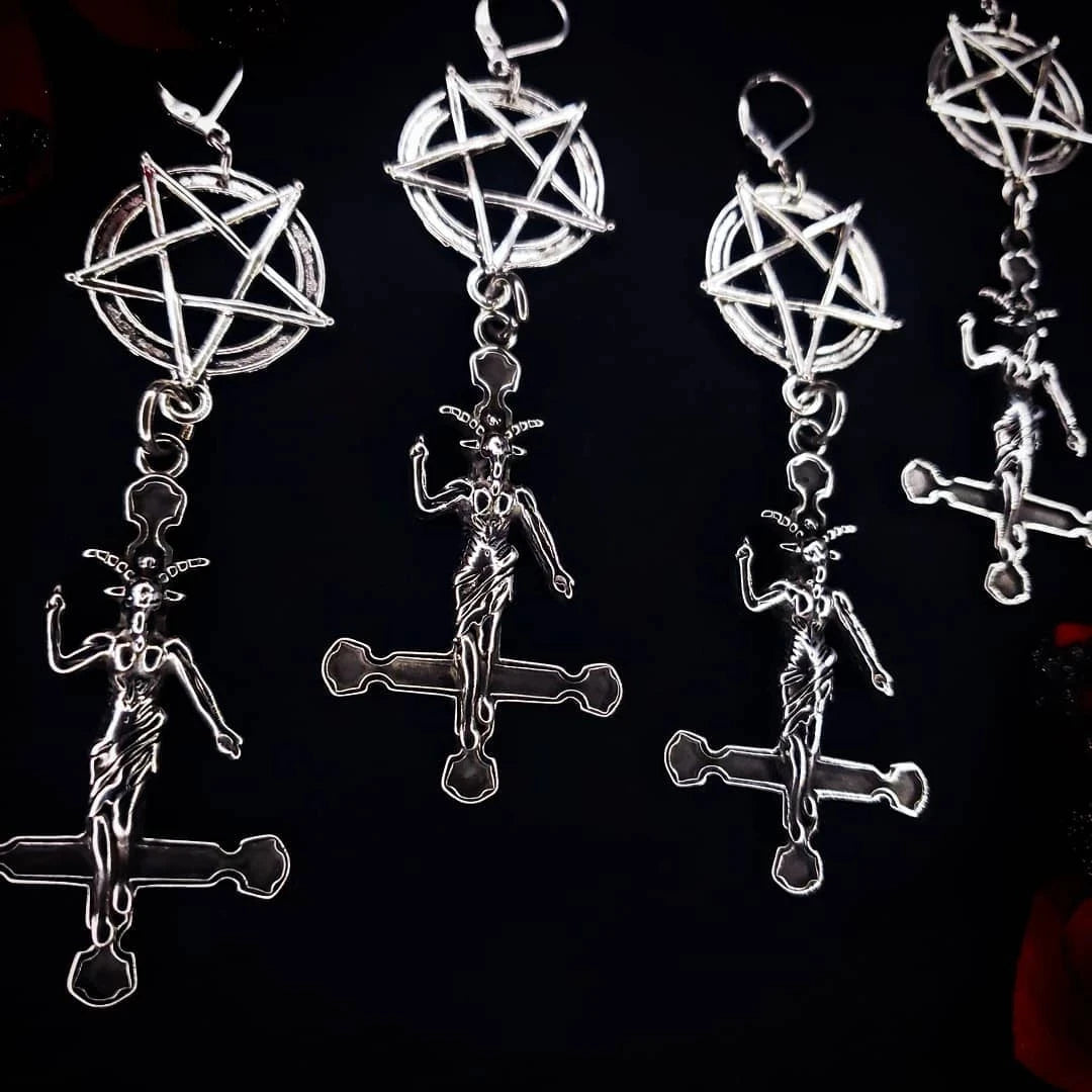 Stile Goth Punk Pentagramma Invertito Baphomet Satana Orecchini Religione Arte Oscura Fata Amanti Goth I Migliori Accessori