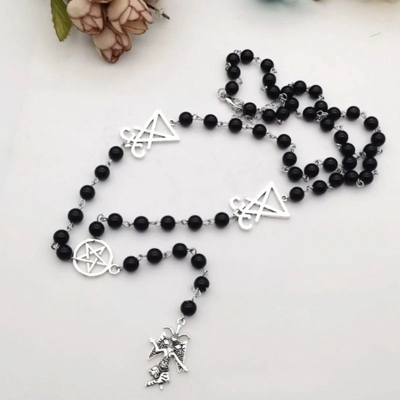 Baphomet Rosary Necklace Mystic Rosary Necklace Satan Goat Me