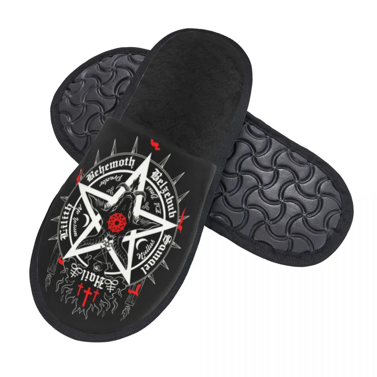 Satanic Baphomet Leviathan Cross Guest Slippers for Hotel Women Custom Print Satan Devil Pentagram House Slipper