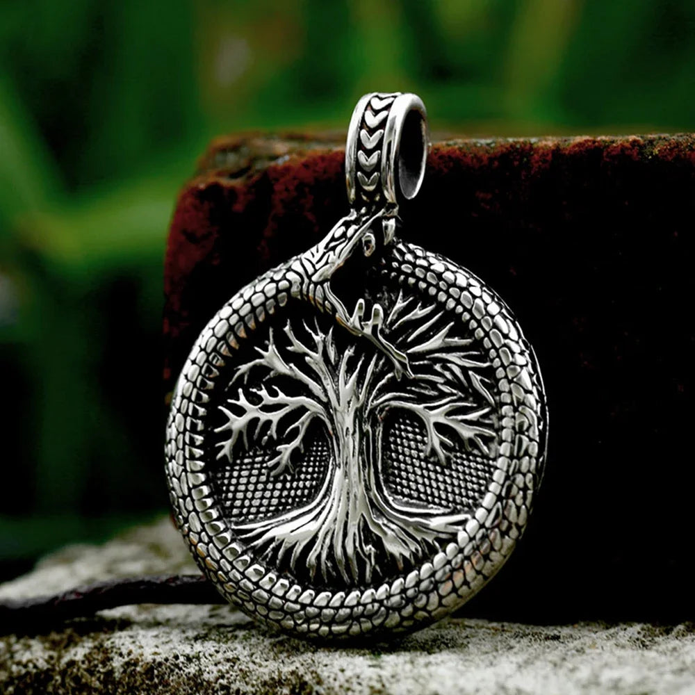 Collana con ciondolo albero della vita vichingo Yggdrasil nordico in acciaio inossidabile