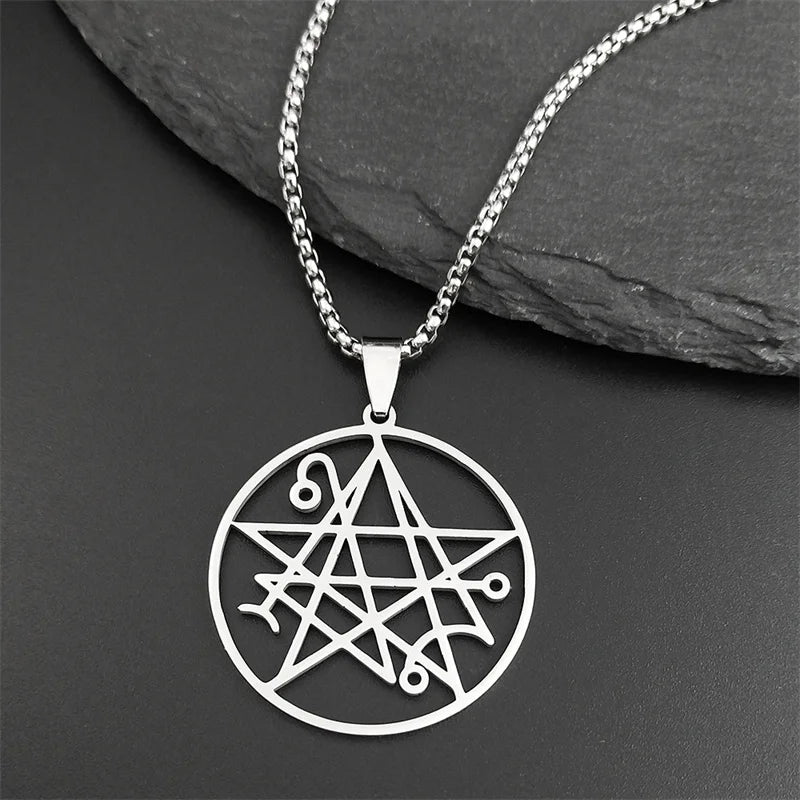 Necronomicon Stainless Steel Necklace Men Satan Pendant LOVECRAFT CTHULHU patch satan PIN jewelry bijoux homme N7136S03