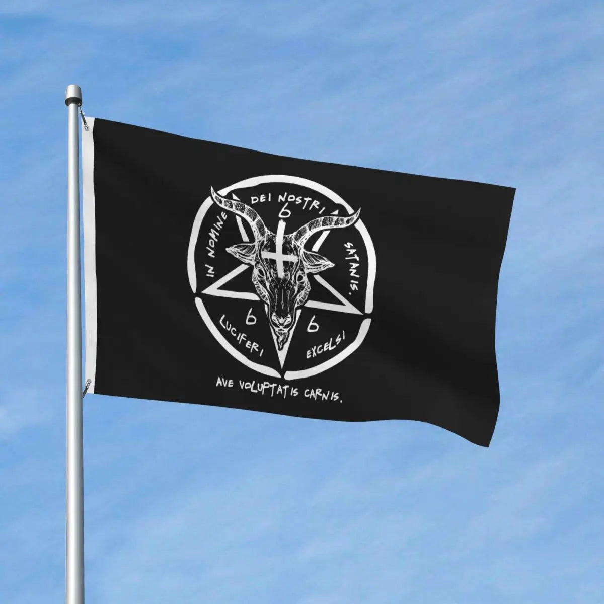 666 Baphomet Flags Double Sided Outdoor Banner Sigil Of Satan The Goat Head God Cool Polyester Hanging Decoration