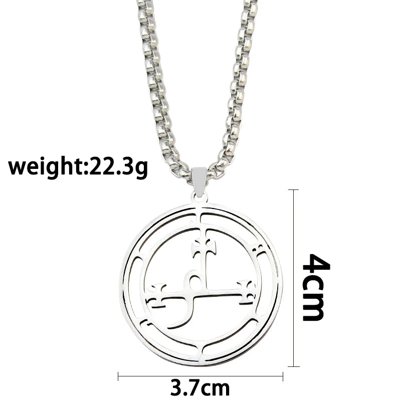 Demon Seal Necklace Men Women Silver Color Stainless Steel Pendants Satan Lilith Necklaces Jewery Colares Feminino